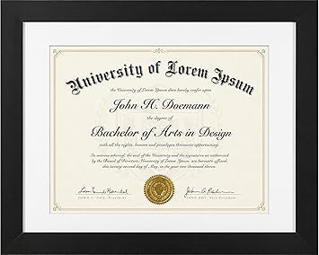 Americanflat 11x14 Diploma Frame with Shatter-Resistant Glass - Use as 8.5x11 Frame with Mat or Display 11x14 Documents Without Mat - Certificate Frames with Engineered Wood for Wall Display - Black