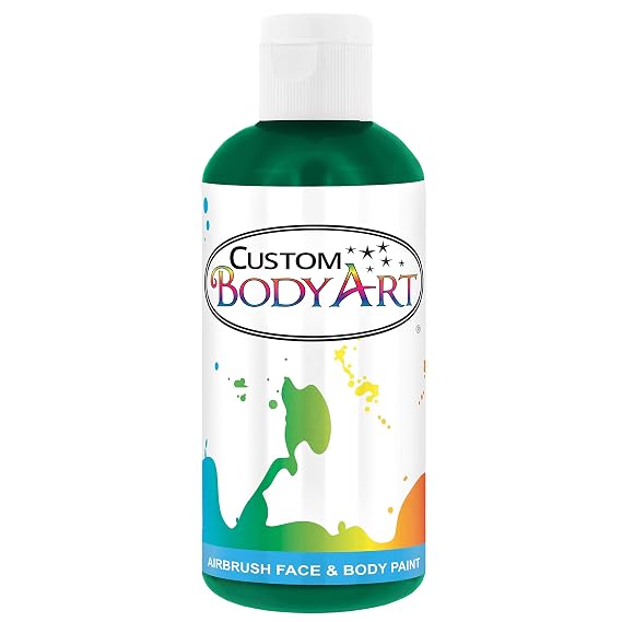 Custom Body Art 8 oz Emerald Water-Based Air Brush Paint for Skin,Face,Body
