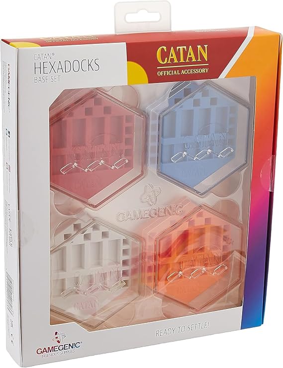 Gamegenic Catan Hexadocks: Hexagonal, Transparent, Durable Storage Box for Board Game Components, Size 4, Accessories