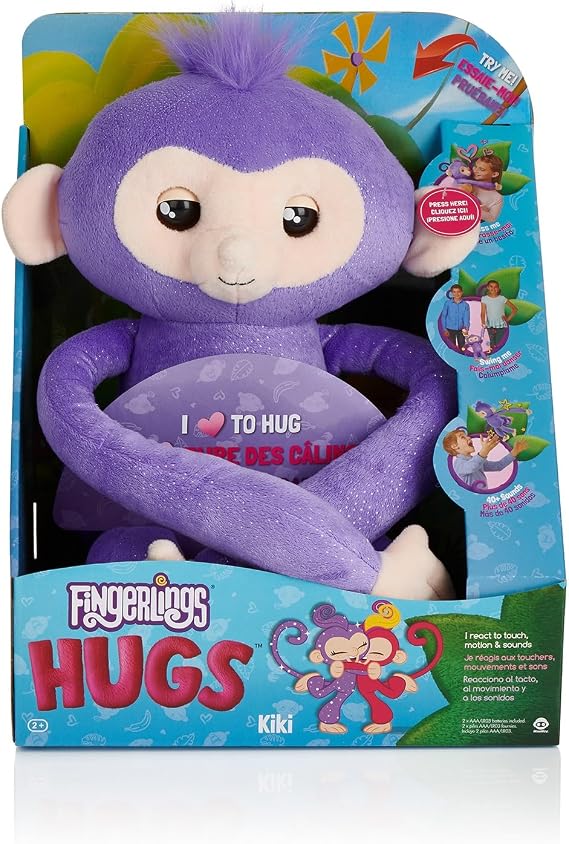 Fingerlings HUGS - Kiki - Advanced Interactive Plush Baby Monkey Pet - by WowWee