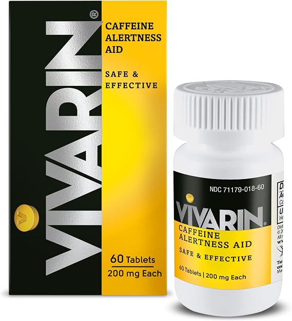 Vivarin, Caffeine Pills, 200mg Caffeine per Dose, Safely and Effectively Helps You Stay Awake, No Sugar, Calories or Hidden Ingredients, Energy Supplement, 40 Tablets