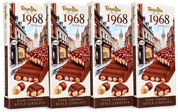 Beyoğlu 1968 İstiklal Tane Fındıklı Sütlü Çikolata 95 gr x 4 Adet
