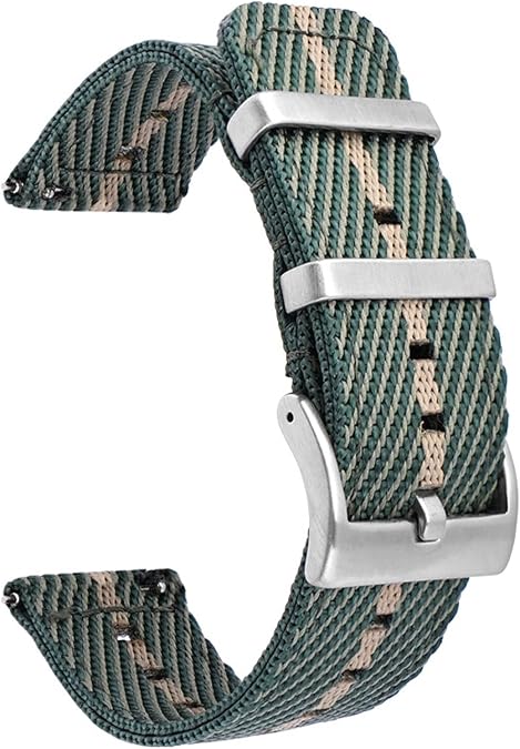 Military Nylon Watch Bands with Metal Loop 18mm 20mm 22mm 24mm Two-Piece Quick Release Premium Durable Sporty Smart Nylon Strap Double Layered Woven Replacement Watch Straps for Men Women