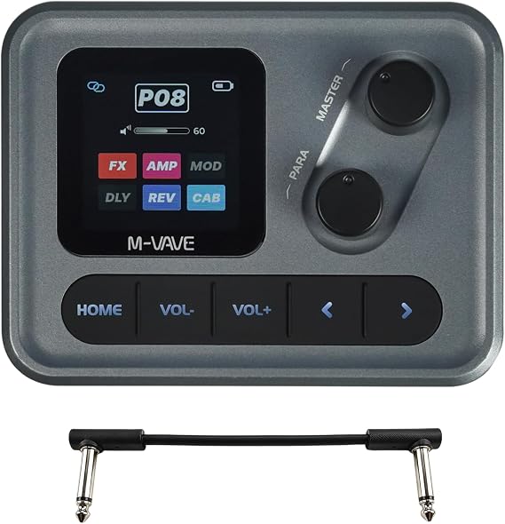 M-VAVE Pocket Amp Pocket Grey Multi Effects Guitar Pedal with ANN Modeling 80 Presets, Portable Pocket Guitar Bass Processor Amp Modeler Portable Guitar Processor Multieffect Pedal