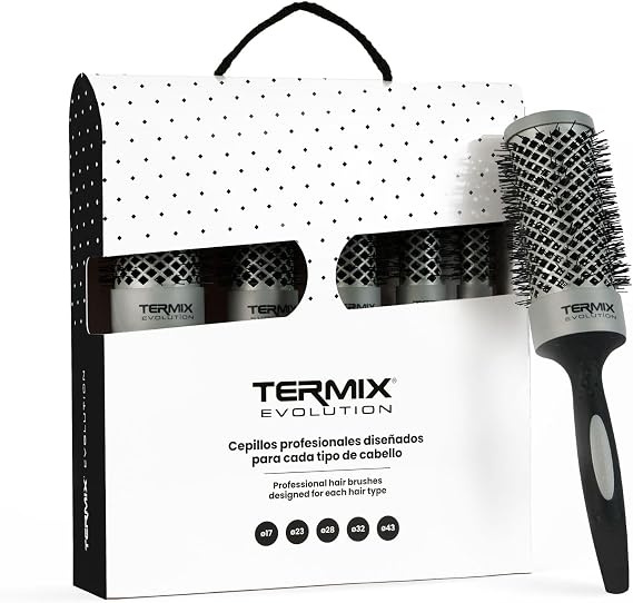 Pack Termix Evolution Basic - Hairbrushes for Normal Hair with ionized bristles for Hair of Medium Thickness- It Includes 5 diameters Ø 17, 23, 28, 32 y 43 mm