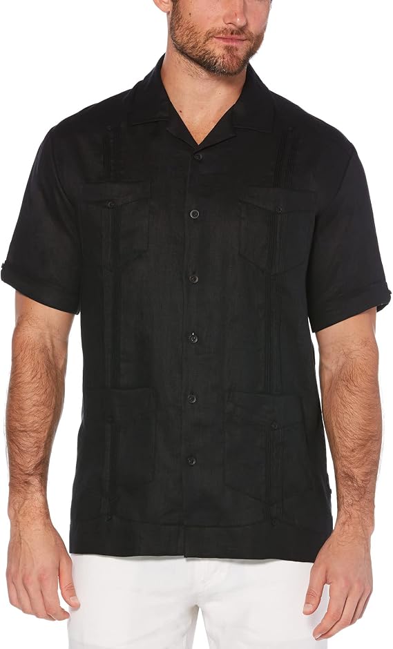 Cubavera Men's 100% Linen Short Sleeve Button-Down Guayabera Shirt (Available in Big & Tall) 100% Linen Four-Pocket Short Sleeve Button-Down Guayabera Shirt (Size Small - 5X) (Pack of 1)