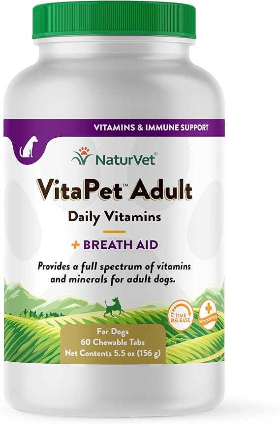 NaturVet VitaPet Adult Daily Vitamins with Breath Aid for Dogs - 60 Ct