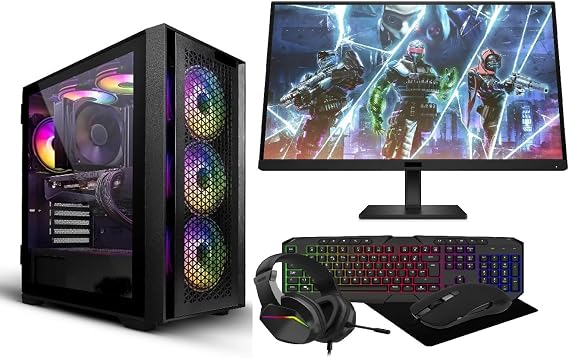 Gaming PC • Intel Core i7-3770 • Nvidia RTX3050 6GB Graphics Card • 16GB RAM • 256GB SSD+1TB HDD • 500W 80+ PSU • White 10 Fan RGB Gaming Case • Wi-Fi • Windows 11 •