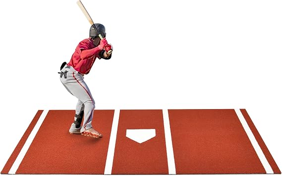 Premium Baseball Batting Mat: 12 x 6 ft Indoor/Outdoor Portable Baseball Softball Hitting Mat, Non-Slip Rubber Bottom Batting Cage Mat with Home Plate for Batter, Pitcher and Catcher Training