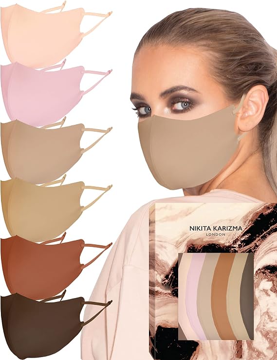 KARIZMA Face Wardrobe Cloth Face Mask. 6 Soft Masks Washable Fabric with Adjustable Ear Loops. Earth Shades Pack. Face Mask Reusable and Stretchy. Fabric Face Masks 6 Pieces