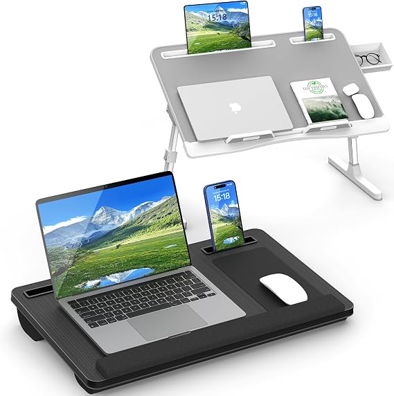 HETTHI Home Office Lap Desks, X-Large Adujustable Laptop Bed Desk and Portable Laptop Lap Desk for Writing Working Reading Eating