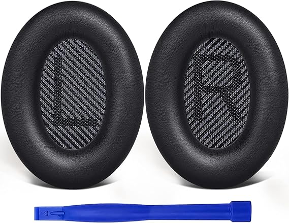 SoloWIT Earpads for Bose QuietComfort 35 QC35 & Quiet Comfort 35 II QC35 ii Headphones, Softer Leather, Noise Isolation Foam, Added Thickness Black