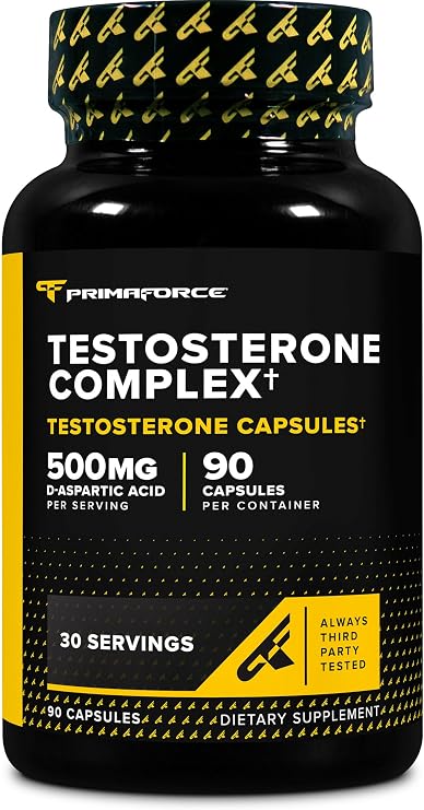 Primaforce Testosterone Complex 90 Capsules, 30 Servings | 500mg D-Aspartic Acid Per Serving,