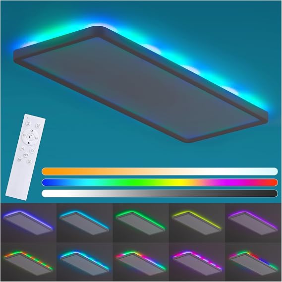 23 Inch LED Flush Mount Ceiling Light Dimmable with Remote RGB Backlight