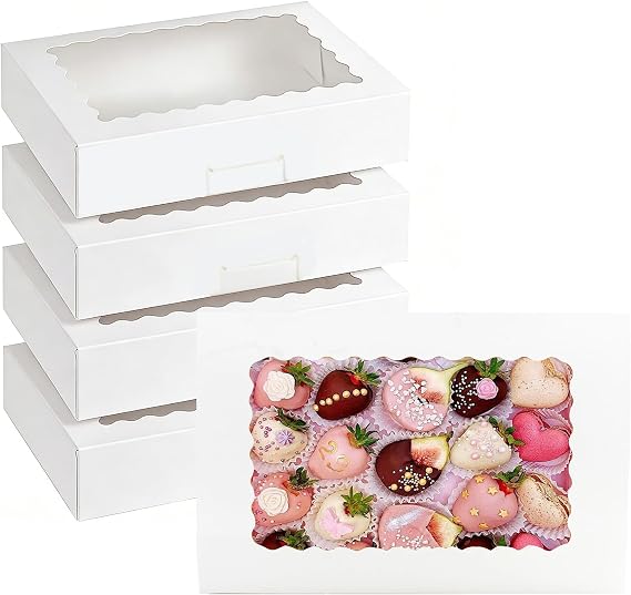 10 Pieces Cookie Boxes with Window 30.5 x 20.5 x 6.5 cm Large Bakery Boxes
