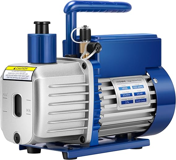 VIVOHOME A2L 1/4 HP 3.5 CFM 1 Stage HVAC Vacuum Pump with Sparkless Motor | Auto AC Vacuum Pump for Mini Split Automotive Air Conditioner R32 R1234yf R454B R134a R22 R410a AC System with Oil Bottle