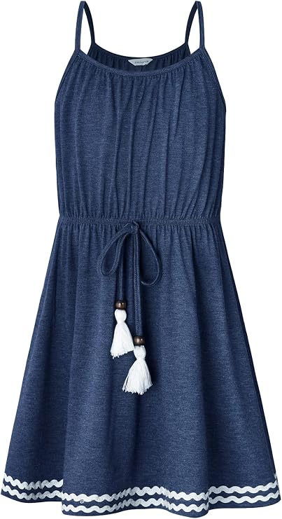 Bonny Billy Big Girls Spaghetti Straps Solid Cotton Kid Beach Dress