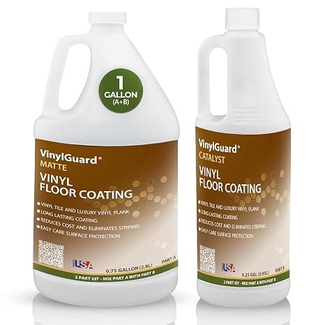 CoverTec Vinyl Tile Sealer VinylGuard Water-Based Polyurethane Matte Coating for LVT, VCT, Rubber & Sheet Vinyl Floors | High Traffic Protection, No Wax, Clear Finish | 1 Gal