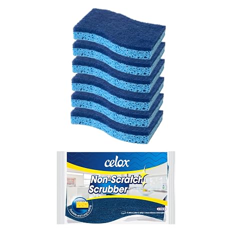 CELOX 6 Pack Non-Scratch Dish Sponge, Dual Sided Kitchen Sponges for Dishes, Long Lasting Dishwashing Household Cleaning Sponges for Kitchen, Easy to Dry and Reusable