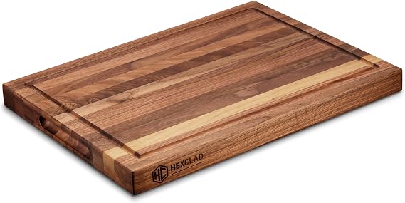 HexClad Rectangle Medium Walnut Wood Cutting Board, 15.75 x 11.75 Inches | Premium Hardwood, Great For Chopping, Cutting, or Serving Charcuterie, 15.75 x 11.75 Inches