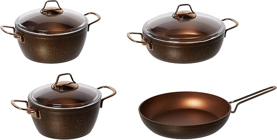 TAÇ Pierre Cardin Graniks Granit Kaplama Metal Saplı 7 Parça Tencere Seti Bakır