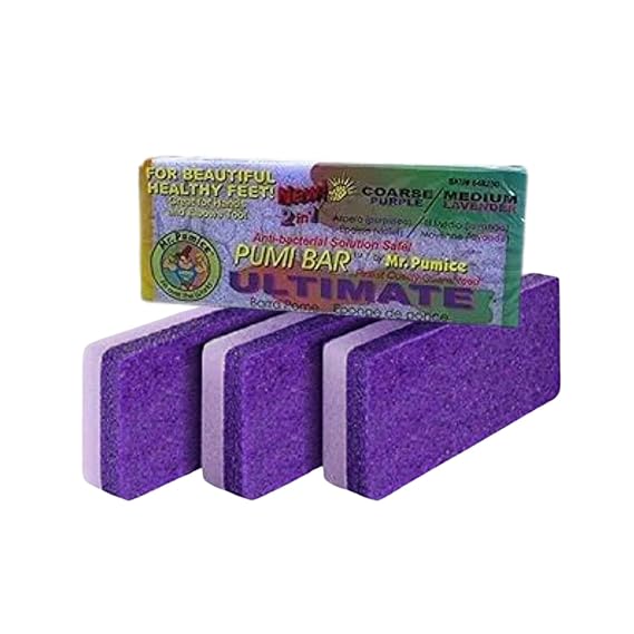 Mr. Pumice Ultimate PUMI Bar 2-in-1 Dual Grit (Medium + Coarse) Callus Remover, Pedicure Stone & Ped File Scrubber for Smooth Feet and Heels (4 Pack)