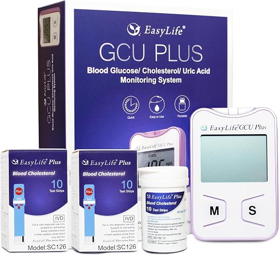 Total Cholesterol Test Quick and Simple | EasyLife Plus | 20 Tests with Meter (GCU)