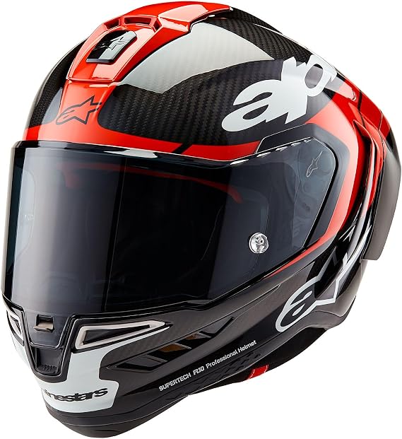 Alpinestars Race Helmet Supertech R10 Element Motorcycle Helmet Full Face Helmet Carbon Helmet Black Carbon Bright Red White XL