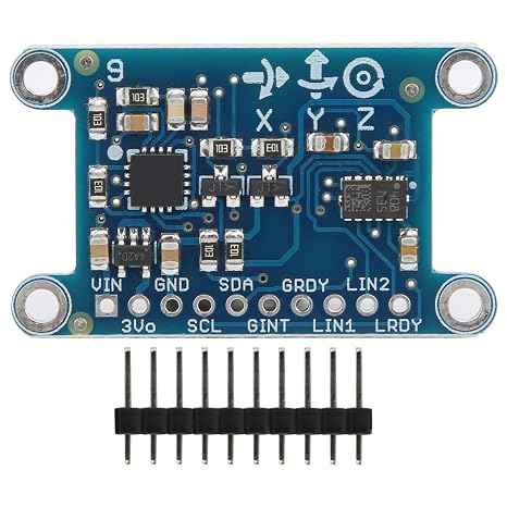 9DOF IMU Sensor Module with Pins, 3-Axis Gyroscope Accelerometer Magnetometer for, 12-Bit Acceleration Sensor, 16-Bit Gyroscope