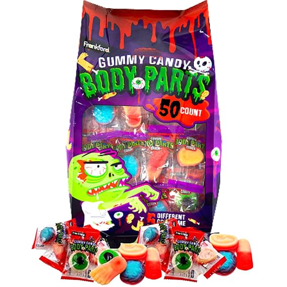 Frankford Gummy Body Parts Halloween Candy Bag, 50 Count