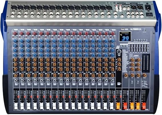 Audio Mixer, 8/16 Channel Mixer Stage Performance Family KTV Live USB MP3 Playback Dj Controller for Studio Karaoke(16 channel)