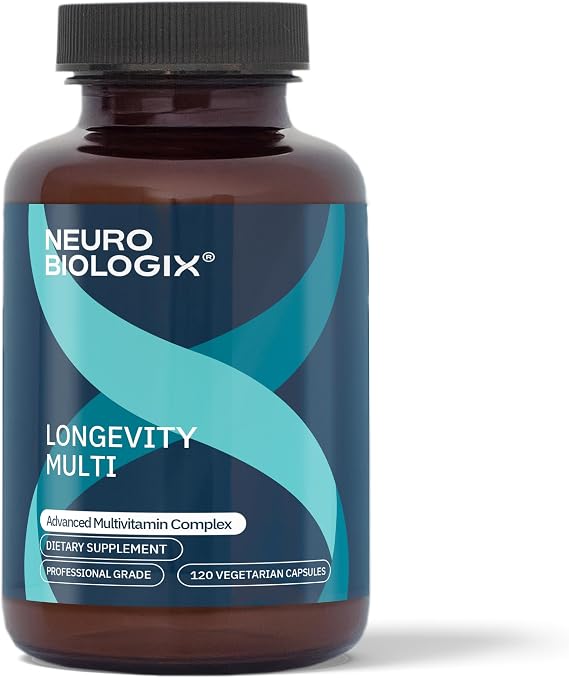 Neurobiologix Longevity Multi Multivitamin, NR & CoQ10, 120 Capsules | for Men & Women, Over 40 Vitamins & Minerals, Iron-Free, Active B, Energy Support