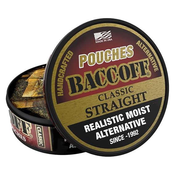1 Can, BaccOff Straight Pouches, Black Tea Base with Savory and Bold Flavors, 16 Pouches