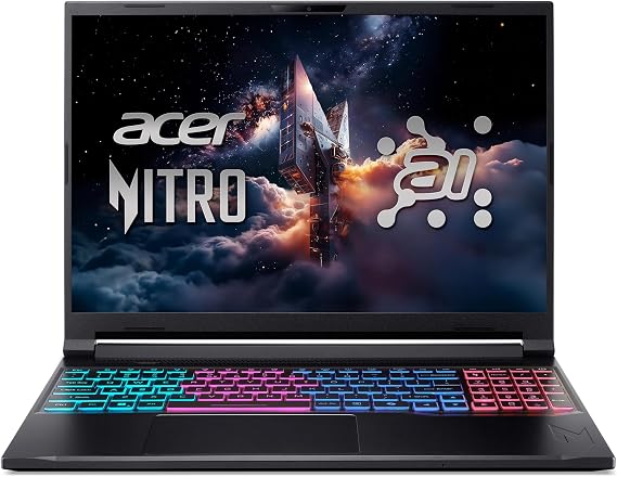 acer Nitro V 16S 16 WUXGA IPS 180Hz Gaming Laptop|Intel Core 7 Processor 240H|NVIDIA GeForce RTX 5060|RGB Backlit|Black| 16GB RAM DDR5 | 1024GB SSD | Windows 11 Home | Bundle with USB 3.0 Hub