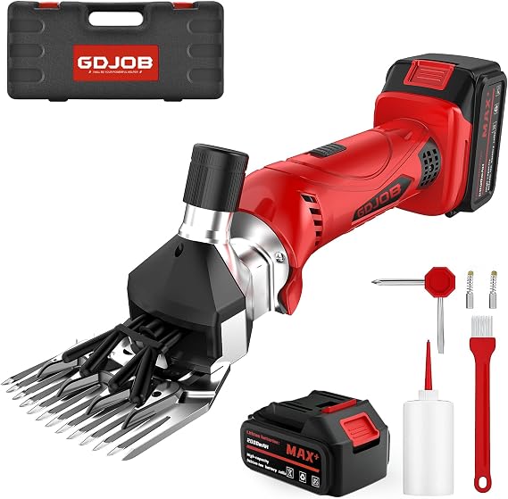 Cordless Sheep Shears, 300W Lithium Battery Wireless Sheep Shears for Dogs, Goats, Cattle, Farm Livestock Pet, Sheep Clippers with 2 Lithium Batteries