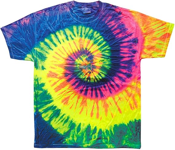 Tie-Dye Adult 5.4 oz., 100% Cotton T-Shirt S NEON RAINBOW
