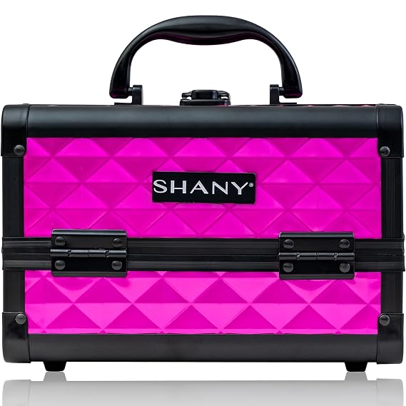 SHANY Chic Makeup Train Case Cosmetic Box Portable Makeup Case Cosmetics Beauty Organizer Jewelry storage with Locks, Multi trays Makeup Storage Box with Makeup Mirror - FOXY PINK