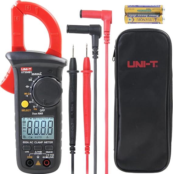 Current Measurement Pliers, UNI-T UT200B+ Current Pliers AC Current True RMS Current Measurement Device Automatic Ranging AC/DC Voltage, AC Current, Resistance, Diode, Capacity, Live Wire Detection for Continuity