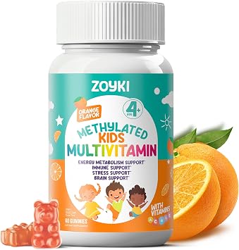 Methylated Multivitamin Gummies for Kids - Childrens MTHFR Support Supplement with B Complex 5-MTHF Folate (L-Methylfolate) B1 B3 B6 B12 Biotin Vitamins A C D3 E - Vegan Gluten-Free Sugar-Free