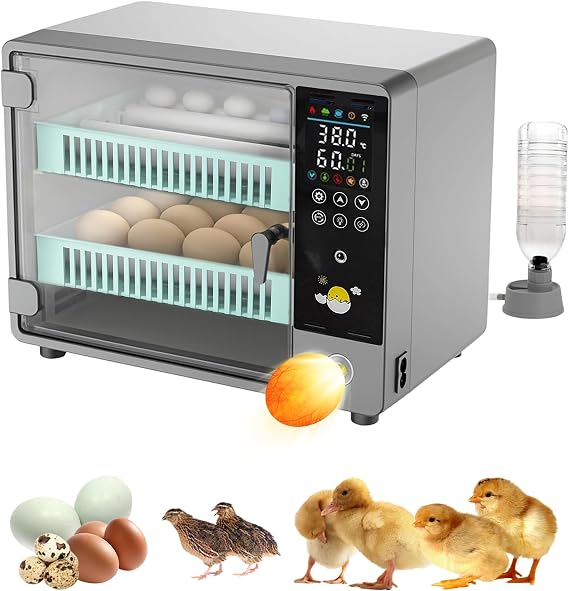 Incubator for Hatching 24 Egg, Auto Egg Turner Temp Humidity Control
