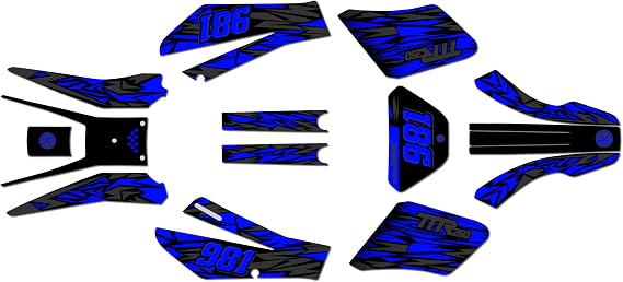 Graphics Kit for Yamaha TTR250 (1999-2006) TWITCH Series Blue 9 Mil - Easy Go - Dirt pit bike motorcycle stickers, dirtbike racing automotive decal motocross accessories no-plastics