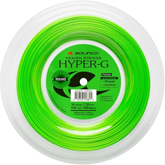 Solinco Hyper-G Round Tennis String Reel 656 ft / 200 m High-Powered Round Co-Polyester for Court Penetration, Power & Control
