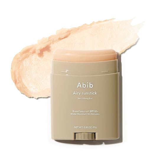 Abib Airy Sunstick Protection Bar SPF50+ Broad Spectrum, Semi-Matte Sunscreen Stick for Oily & Combination Skin, No White Cast, Water-Resistant, Korean Sunscreen, 0.81 oz / 23 g
