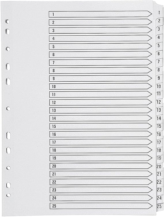 Q-Connect 1-25 Index Multi-Punched Reinforced Board Clear Tab A4 White