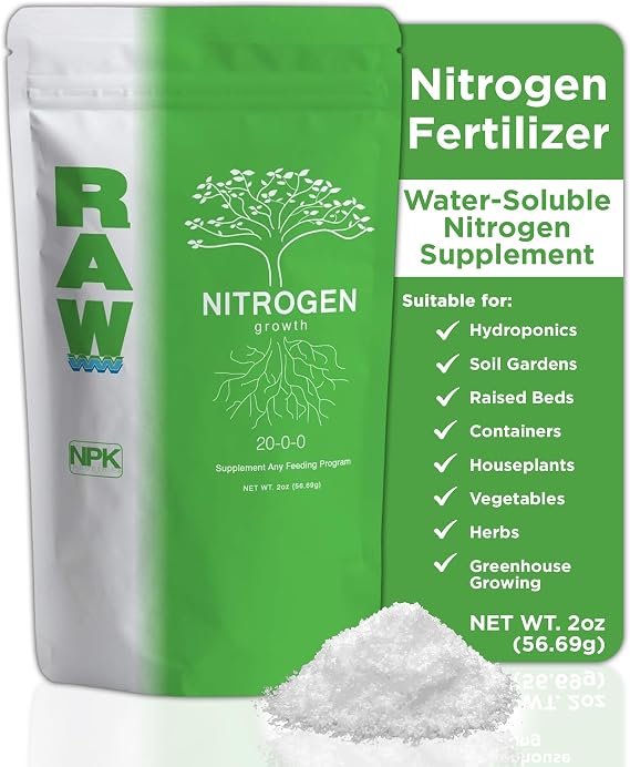 RAW Nitrogen Fertilizer - Water Soluble, Fertilizer for Vegetables, 2 oz