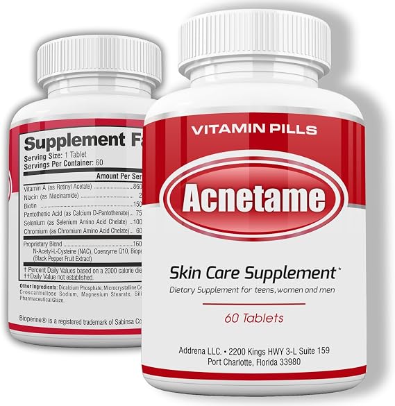 Acnetame Acne Pills 60- Supplements for Acne Treatment Pill Women Men Teens