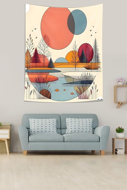 Ontheclouds Bohem Doğa Temalı Minimalist Sanatsal Leke Tutmaz Kumaş Duvar Örtüsü Duvar Halısı Tapestry, 35 x 50