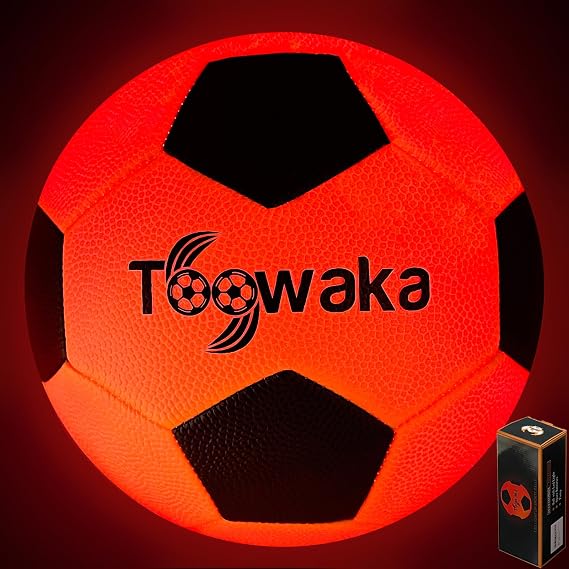 Light up Soccer Ball,Glow in The Dark Soccerball with LED Lights Pre-Installed-Batteries Included