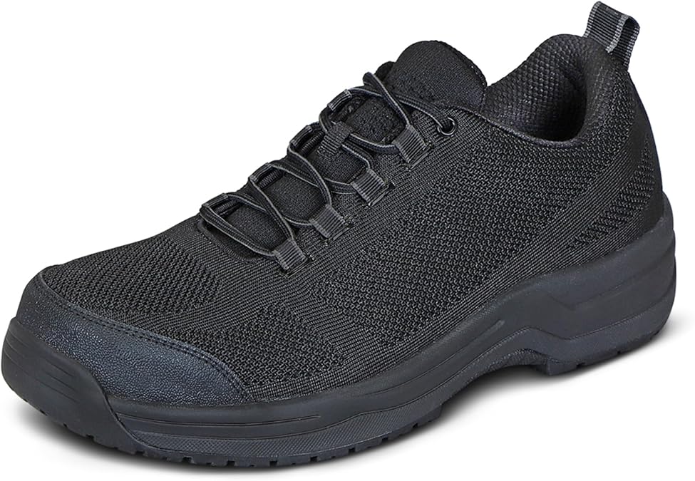 Orthofeet Cobalt Orthopedic Men's Non Slip Work Shoe | Safety Rated Composite Toe, Arch Support, Comfortable Ergonomic Cushioning, Wide Toe Box for Reliable Protection & Comfort