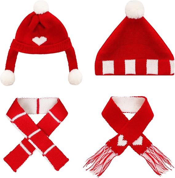 4 Pcs Mini Snowman Hats Scarf Doll Clothes for Christmas